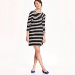 Old Navy Plus Black & White Striped 3/4 Sleeve Knit Mini Dress Women 3X